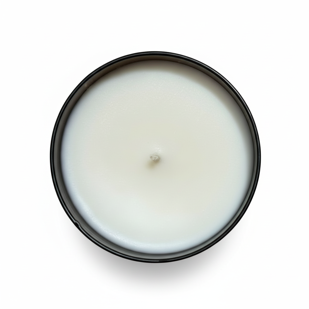 A view from above of the Oregon trail tumbler candle against a white backdrop 