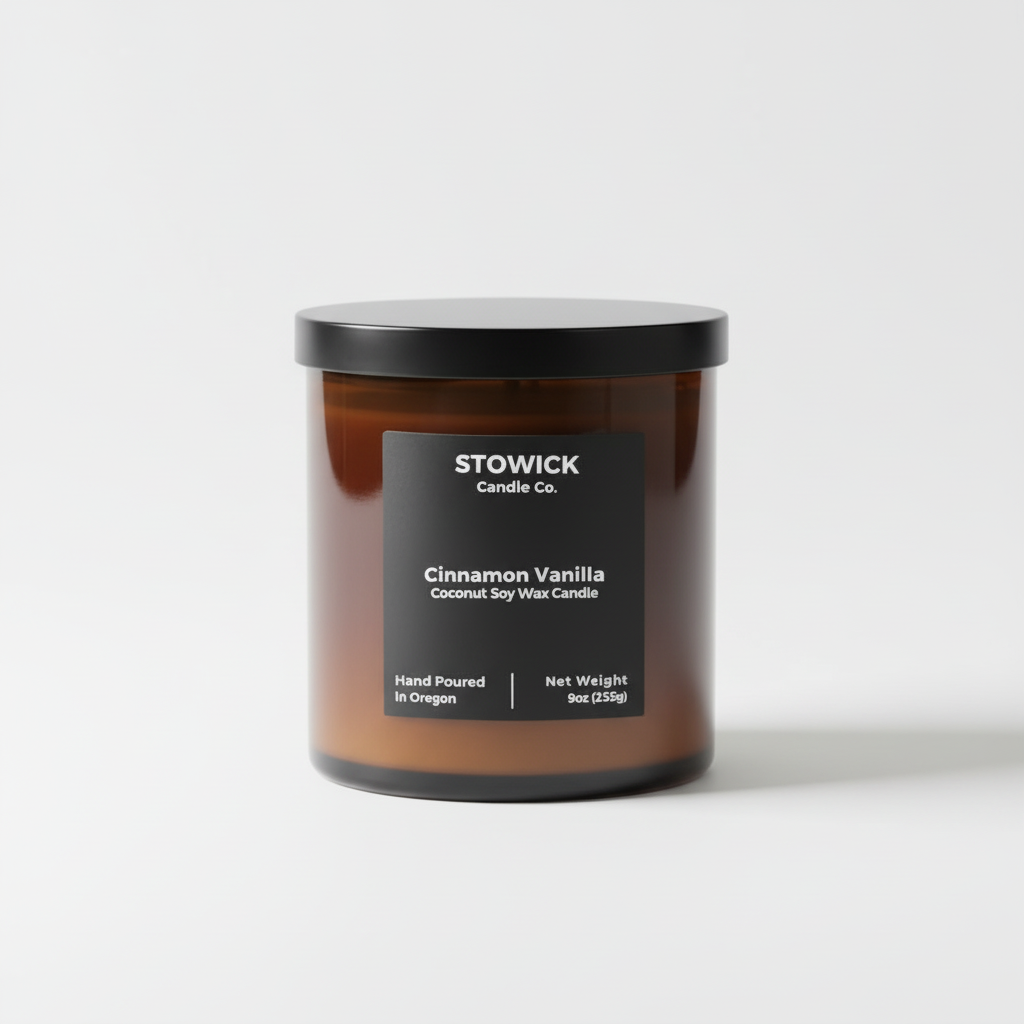 Stowick Candle Co. cinnamon vanilla tumbler candle on a white background