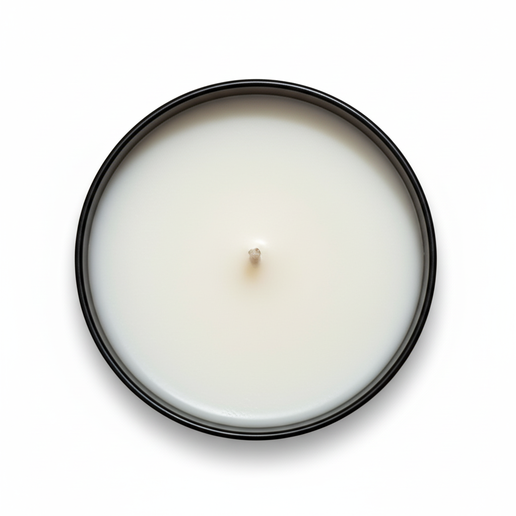 Palo santo tumbler candle from above with a white background