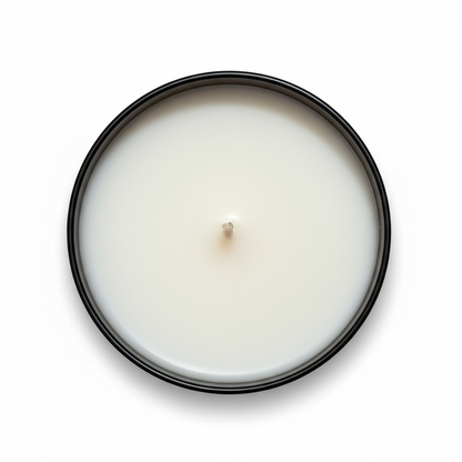 Palo santo tumbler candle from above with a white background