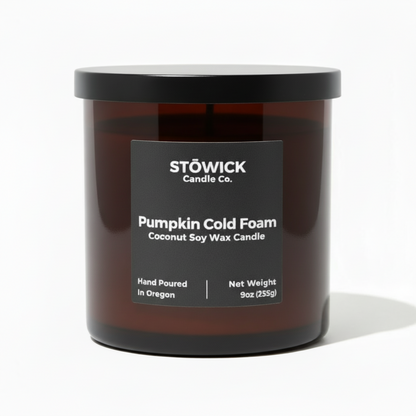 Stowick Candle Co. pumpkin cold foam tumbler candle on a white background